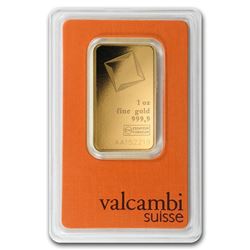 One pc. 1 oz .9999 Fine Gold Bar - Valcambi In Assay