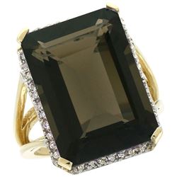 Natural 15.06 ctw Smoky-topaz & Diamond Engagement Ring 14K Yellow Gold - SC-CY407133-REF#81Z9Y