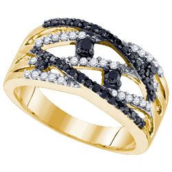 0.50CTW White and Black Diamond Anniversary 10KT Ring Yellow Gold