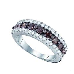 1.50CTW White and Black Diamond Anniversary 10KT Ring White Gold