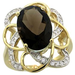 Natural 5.59 ctw smoky-topaz & Diamond Engagement Ring 14K Yellow Gold - SC-R297191Y07-REF#59Y6X