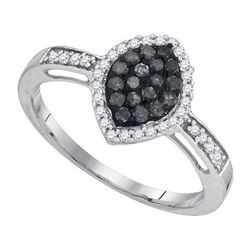 0.33CTW White and Black Diamond Anniversary 10KT Ring White Gold