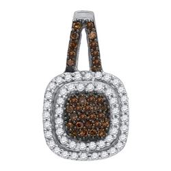 0.50CTW White and Champagne Diamond Anniversary 10KT Pendant White Gold