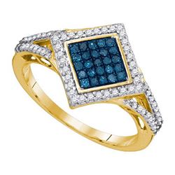 0.33CTW White and Blue Diamond Anniversary 10KT Ring Yellow Gold