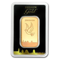 One pc. 1 oz .9999 Fine Gold Bar - Holy Land Mint Dove of Peace In Assay