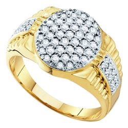 1.0CT Diamond Mens 10KT Ring Yellow Gold