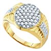 Image 1 : 1.0CT Diamond Mens 10KT Ring Yellow Gold