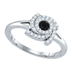 0.33CTW White and Black Diamond Anniversary 10KT Ring White Gold