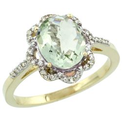 Natural 1.85 ctw Green-amethyst & Diamond Engagement Ring 10K Yellow Gold - SC-CY902105-REF#29H3W