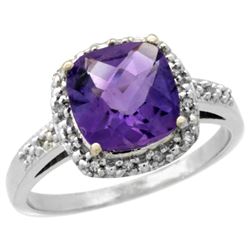 Natural 3.92 ctw Amethyst & Diamond Engagement Ring 10K White Gold - SC-CW901136-REF#26F7N