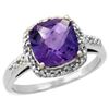 Image 1 : Natural 3.92 ctw Amethyst & Diamond Engagement Ring 10K White Gold - SC-CW901136-REF#26F7N