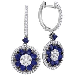 0.50CT Diamond and 1.35CT Sapphire Anniversary 18KT Earrings White Gold