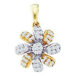 0.25CT Diamond Flower 10KT Pendant Yellow Gold