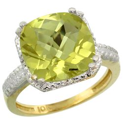 Natural 5.96 ctw Lemon-quartz & Diamond Engagement Ring 14K Yellow Gold - SC-CY427145-REF#40H5W