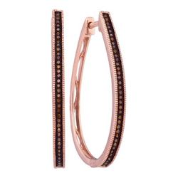 0.25CTW White and Champagne Diamond Hoops 10KT Earrings Rose Gold