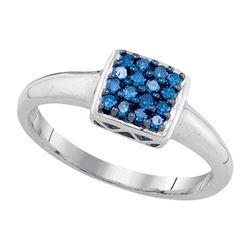 0.20CTW White and Blue Diamond Anniversary 10KT Ring White Gold