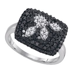 1CTW White and Black Diamond Bridal 10KT Ring White Gold