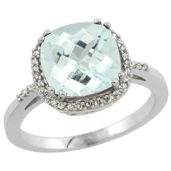 Natural 3.11 ctw Aquamarine & Diamond Engagement Ring 10K White Gold - SC-CW912121-REF#51A3V