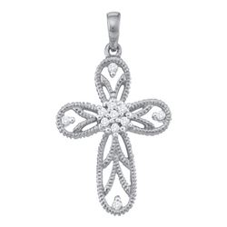 0.10CT Diamond Cross 10KT Pendant White Gold