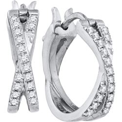 0.35CT Diamond Hoops 10KT Earrings White Gold