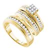 Image 1 : 1.0CT Diamond Trio Set 14KT Ring Yellow Gold