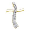 Image 1 : 0.10CT Diamond Cross 14KT Pendant Yellow Gold