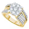 Image 1 : 2.0CT Diamond Flower 14KT Ring Yellow Gold