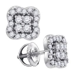 0.60CT Diamond Flower 14KT Earrings White Gold