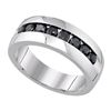 Image 1 : 1.0CTW White and Black Diamond Machine-Set 10KT Ring White Gold