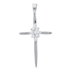 0.12CT Diamond Cross 14KT Pendant White Gold