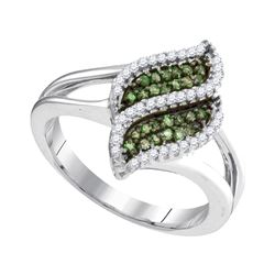 0.33CTW White and Green Diamond Anniversary 10KT Ring White Gold