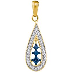 0.20CTW White and Blue Diamond Anniversary 10KT Pendant Yellow Gold