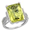 Image 1 : Natural 12.14 ctw Lemon-quartz & Diamond Engagement Ring 14K White Gold - SC-CW427134-REF#62Y2X