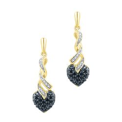 0.20CTW White and Black Diamond Anniversary 10KT Earrings Yellow Gold