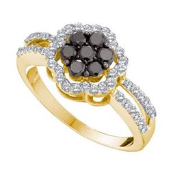 0.85CT Diamond Flower 14KT Ring Yellow Gold