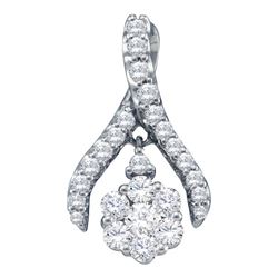 0.50CT Diamond Flower 14KT Pendant White Gold