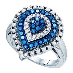 1.0CTW White and Blue Diamond Anniversary 10KT Ring White Gold