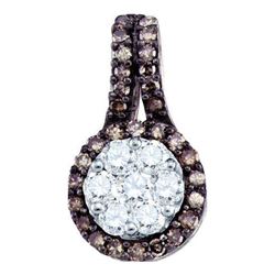 0.50CTW White and Champagne Diamond Anniversary 10KT Pendant White Gold