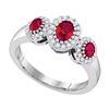 Image 1 : 0.25CT Diamond and 1CT Ruby Anniversary 14KT Ring White Gold