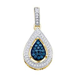 0.20CTW White and Blue Diamond Anniversary 10KT Pendant Yellow Gold
