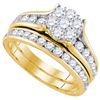Image 1 : 1.50CT Diamond Flower 14KT Ring Yellow Gold