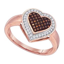 0.20CTW White and Champagne Diamond Heart 10KT Ring Rose Gold