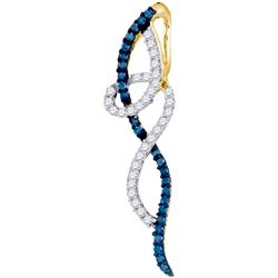 0.35CTW White and Blue Diamond Anniversary 10KT Pendant Yellow Gold