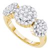 Image 1 : 1CT Diamond Flower 14KT Ring Yellow Gold
