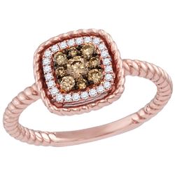 0.30CTW White and Champagne Diamond Anniversary 14KT Ring Rose Gold