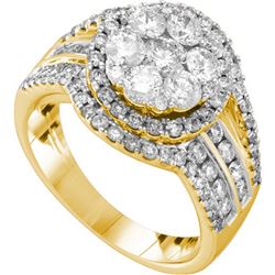 2.0CT Diamond Flower 14KT Ring Yellow Gold