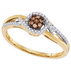 0.20CTW White and Champagne Diamond Micro-Pave 10KT Ring Yellow Gold