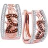 Image 1 : 0.33CTW White and Champagne Diamond Hoops 10KT Earrings Rose Gold