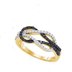 0.50CTW White and Black Diamond Anniversary 10KT Ring Yellow Gold