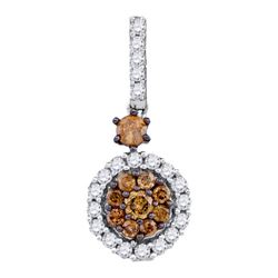 0.50CTW White and Champagne Diamond Anniversary 14KT Pendant White Gold
